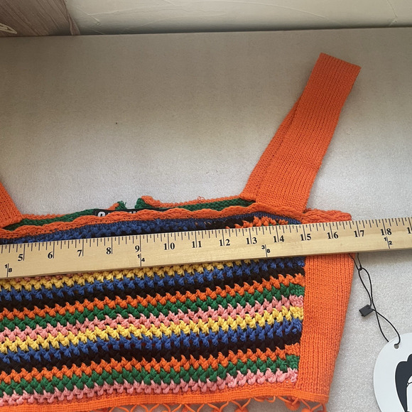 Capsulle Crochet Top Women Large Multicolor Colorful Cropped Sleeveless Festival - Picture 6 of 8